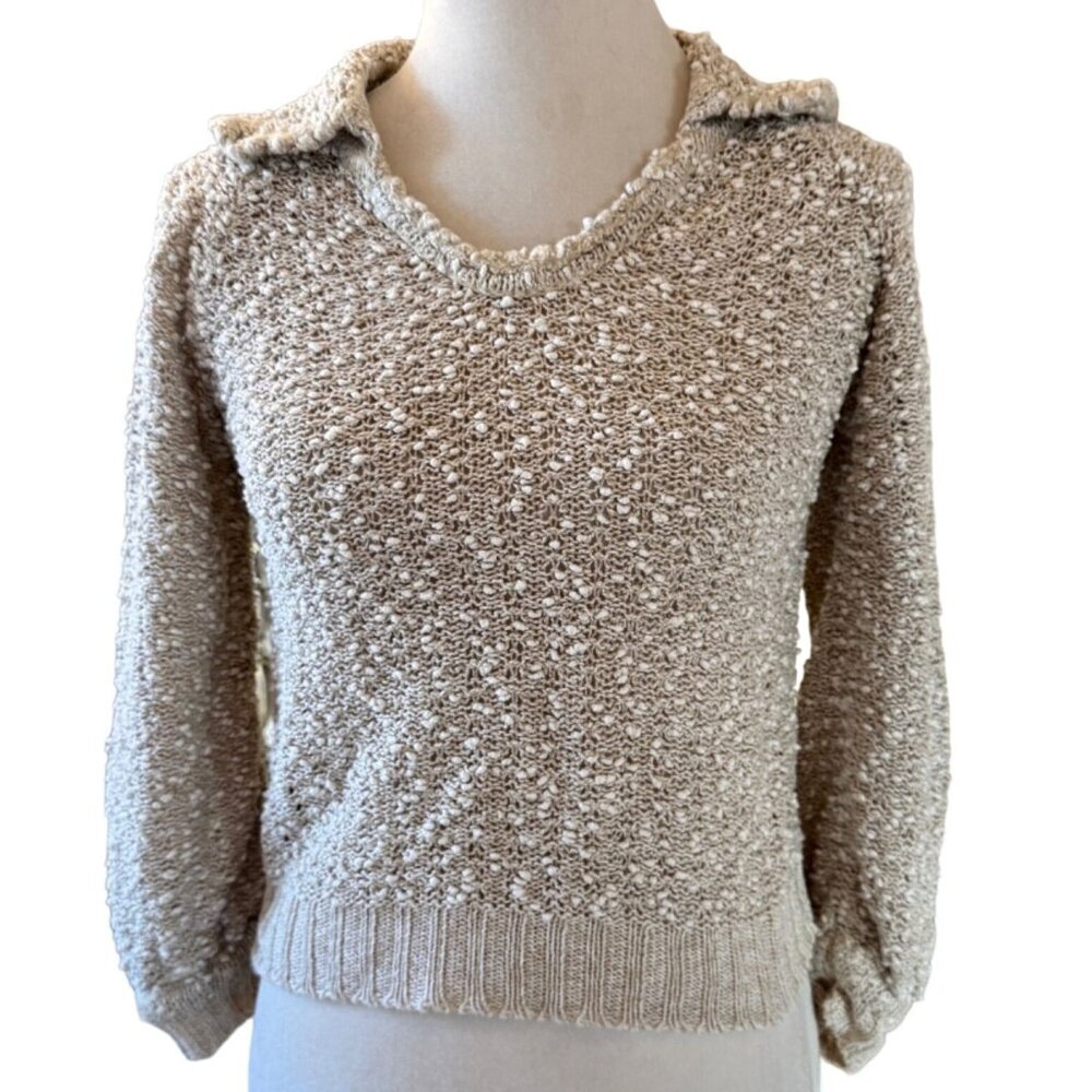 Vintage Pallas Womens M Hand Loomed Irish Linen Sweater Beige Nubby